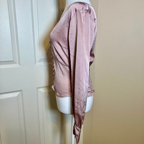 Abercrombie & Fitch Pink Satin Corset Style Top Medium Coquette, Feminine VGUC - Picture 5 of 8